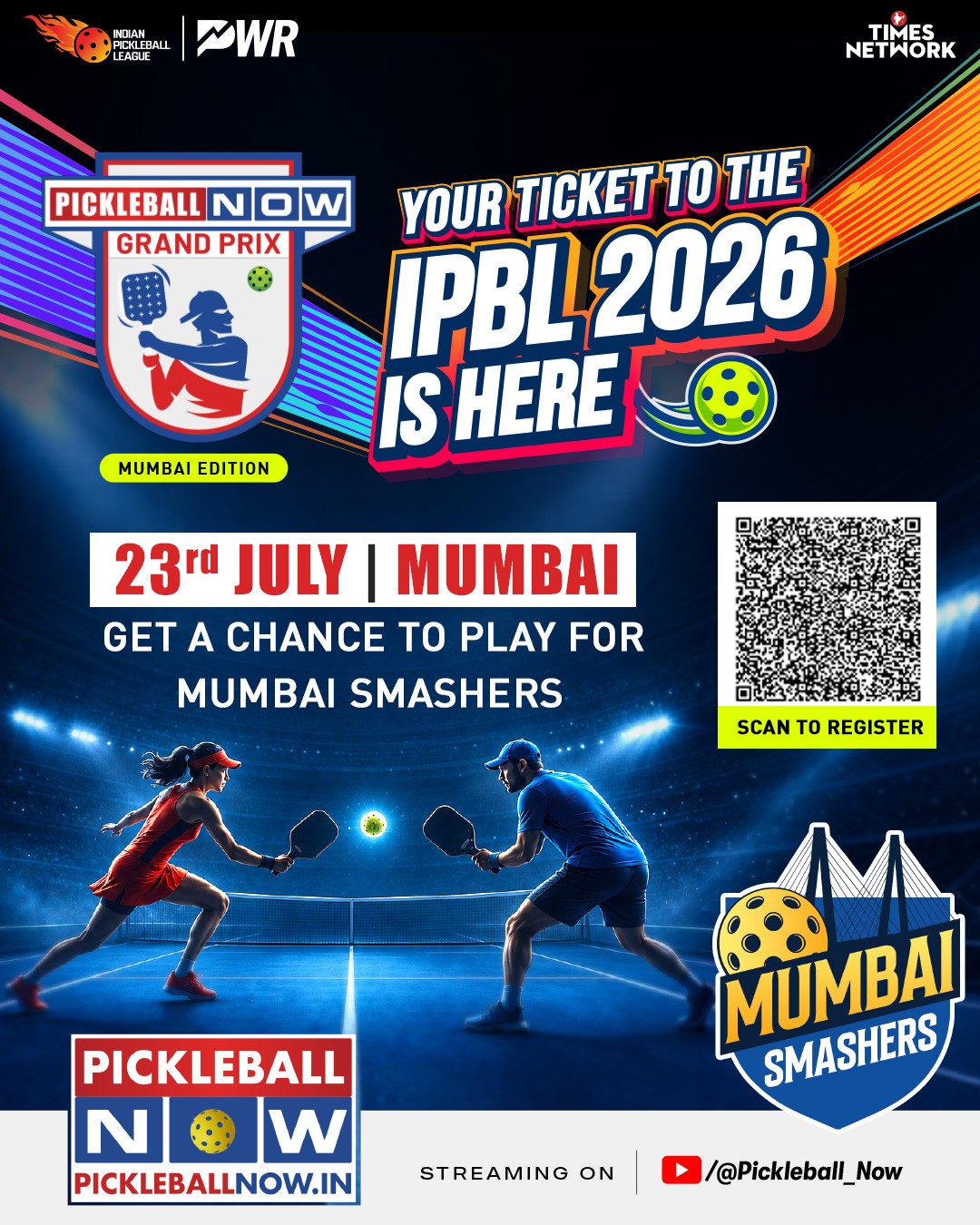 Pickleball Now Grand Prix — IPBL 2026 Mumbai Edition tournament poster